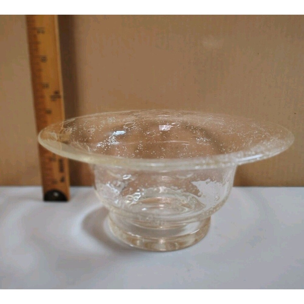 Vintage Hand Blown Bubble Glass Footed Bowl 8" Round 4" Tall - Picture 13 of 13